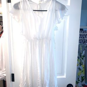 White Ruffled Dress with Tie